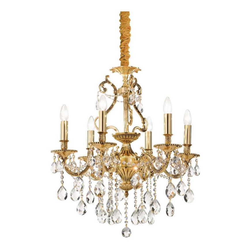 Ideal Lux - Křišťálový lustr na řetězu GIOCONDA 6xE14/40W/230V pr. 62 cm zlatá