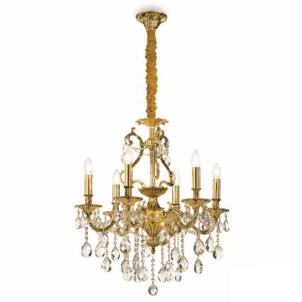 Ideal Lux - Křišťálový lustr na řetězu GIOCONDA 6xE14/40W/230V pr. 62 cm zlatá