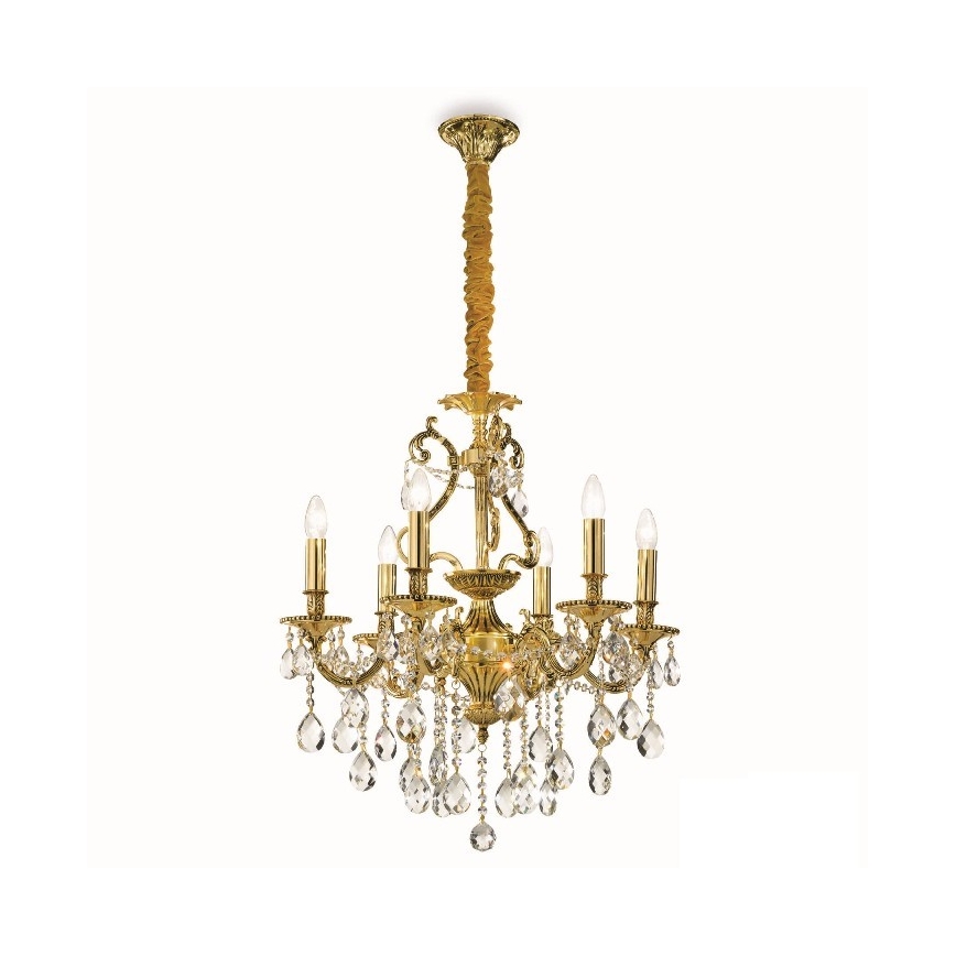 Ideal Lux - Křišťálový lustr na řetězu GIOCONDA 6xE14/40W/230V pr. 62 cm zlatá