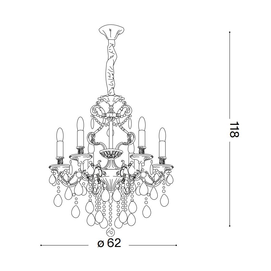 Ideal Lux - Křišťálový lustr na řetězu GIOCONDA 6xE14/40W/230V pr. 62 cm zlatá