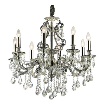 Ideal Lux - Křišťálový lustr na řetězu GIOCONDA 8xE14/40W/230V pr. 73 cm stříbrná