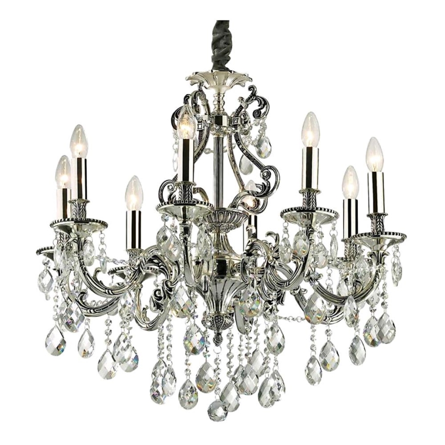 Ideal Lux - Křišťálový lustr na řetězu GIOCONDA 8xE14/40W/230V pr. 73 cm stříbrná