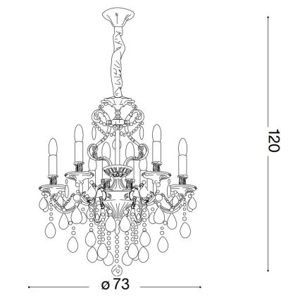 Ideal Lux - Křišťálový lustr na řetězu GIOCONDA 8xE14/40W/230V pr. 73 cm zlatá