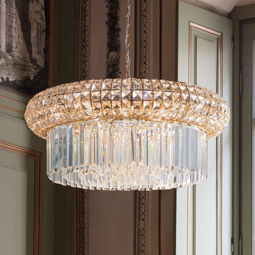 Ideal Lux - Křišťálový lustr na řetězu NABUCCO 16xE14/40W/230V pr. 70 cm zlatá