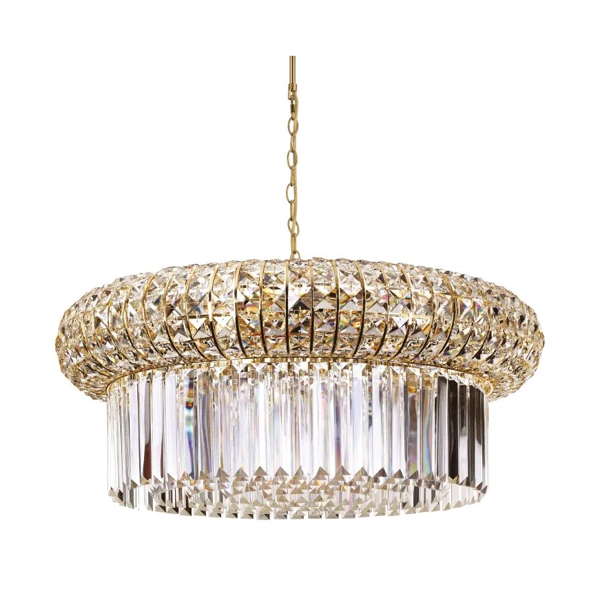 Ideal Lux - Křišťálový lustr na řetězu NABUCCO 16xE14/40W/230V pr. 70 cm zlatá