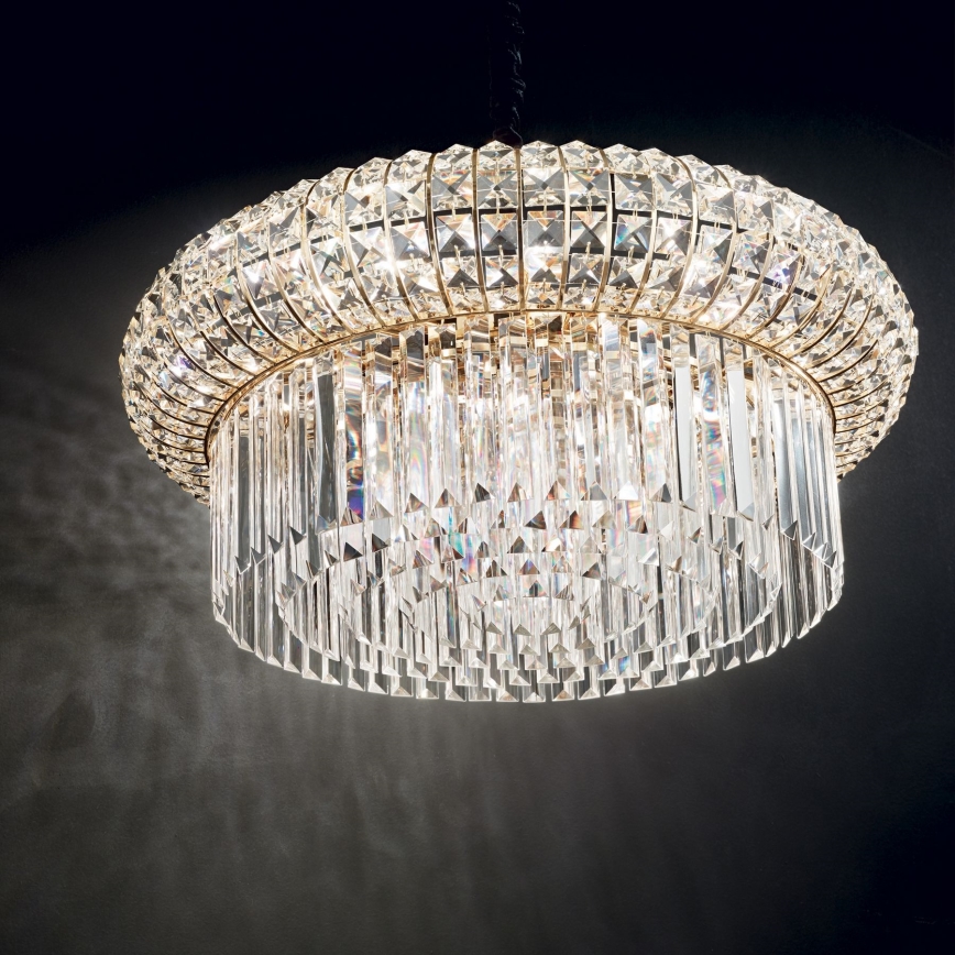 Ideal Lux - Křišťálový lustr na řetězu NABUCCO 16xE14/40W/230V pr. 70 cm zlatá