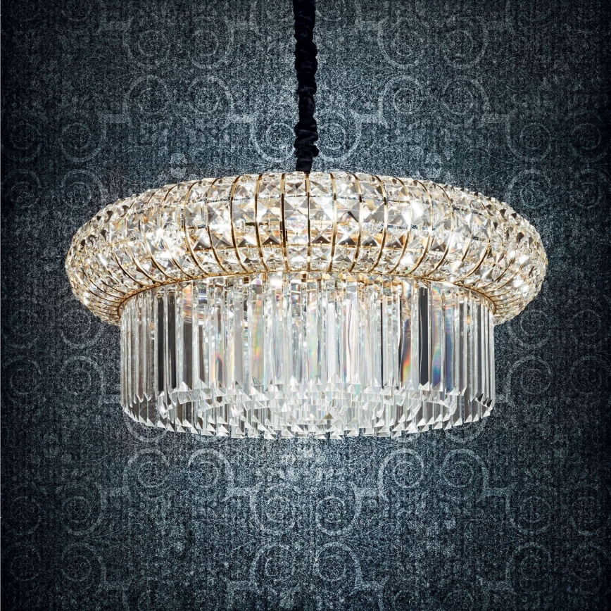 Ideal Lux - Křišťálový lustr na řetězu NABUCCO 16xE14/40W/230V pr. 70 cm zlatá