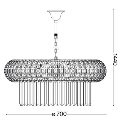 Ideal Lux - Křišťálový lustr na řetězu NABUCCO 16xE14/40W/230V pr. 70 cm zlatá