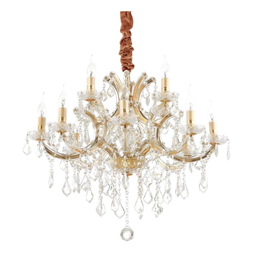 Ideal Lux - Křišťálový lustr na řetězu NAPOLEON 12xE14/40W/230V pr. 74 cm zlatá