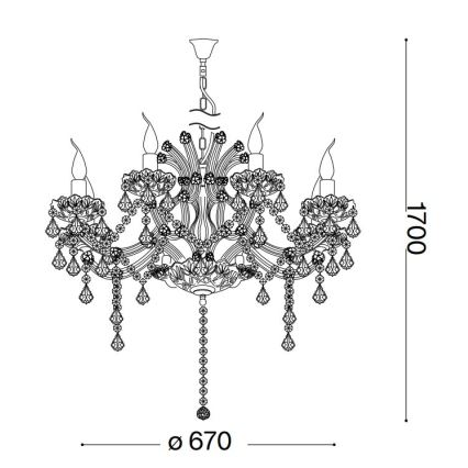 Ideal Lux - Křišťálový lustr na řetězu NAPOLEON 8xE14/40W/230V pr. 67 cm chrom
