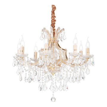 Ideal Lux - Křišťálový lustr na řetězu NAPOLEON 8xE14/40W/230V pr. 67 cm zlatá