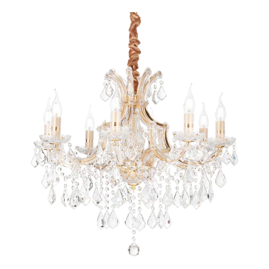 Ideal Lux - Křišťálový lustr na řetězu NAPOLEON 8xE14/40W/230V pr. 67 cm zlatá