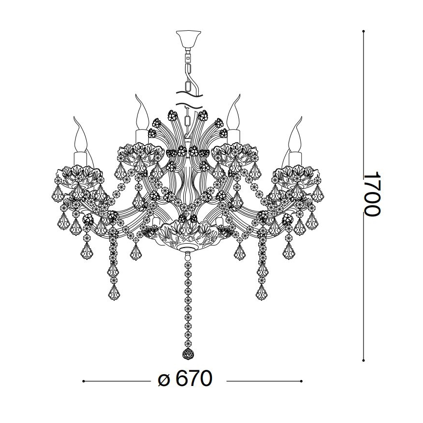 Ideal Lux - Křišťálový lustr na řetězu NAPOLEON 8xE14/40W/230V pr. 67 cm zlatá