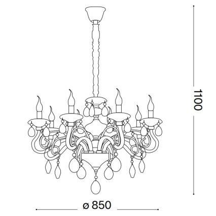Ideal Lux - Křišťálový lustr na řetězu NEGRESCO 10xE14/28W/230V pr. 85 cm čirá