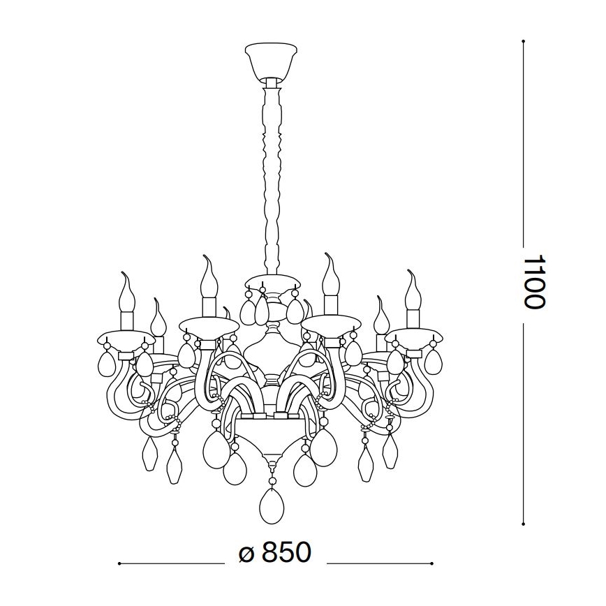Ideal Lux - Křišťálový lustr na řetězu NEGRESCO 10xE14/28W/230V pr. 85 cm čirá