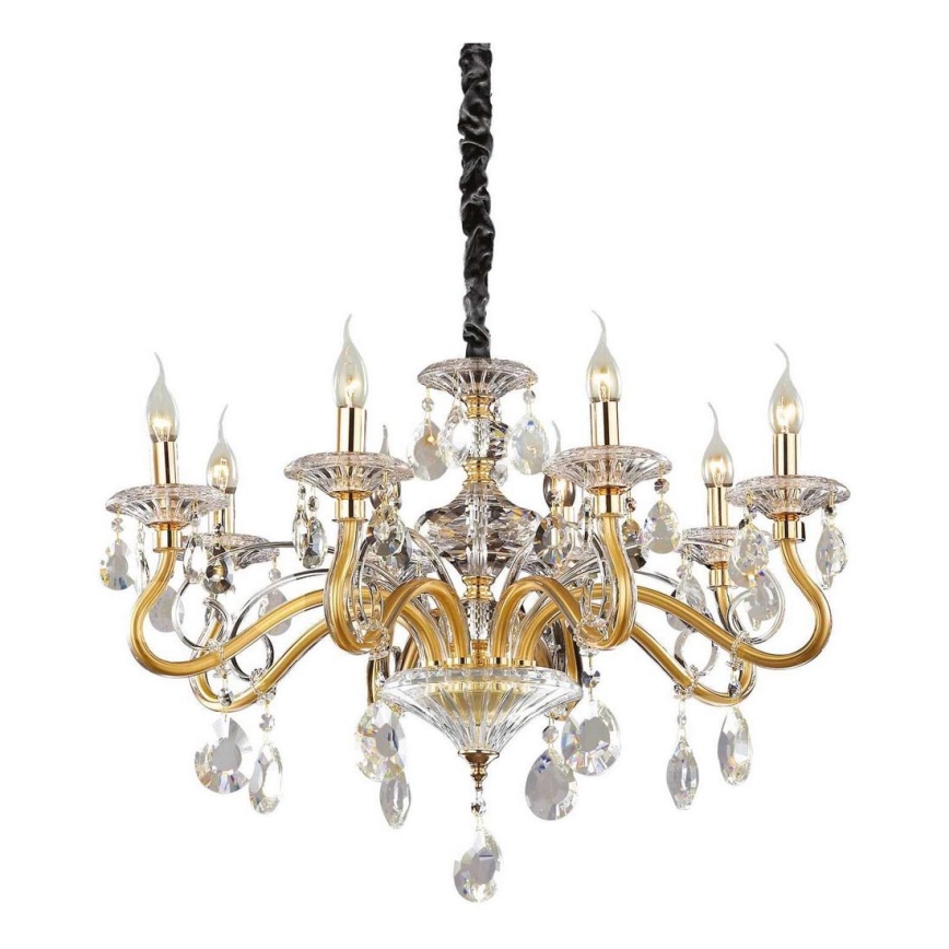 Ideal Lux - Křišťálový lustr na řetězu NEGRESCO 8xE14/28W/230V pr. 73,5 cm zlatá