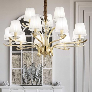 Ideal Lux - Křišťálový lustr na řetězu PEGASO 12xE14/28W/230V pr. 102 cm zlatá