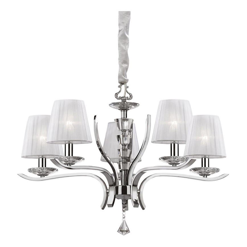 Ideal Lux - Křišťálový lustr na řetězu PEGASO 5xE14/28W/230V pr. 72 cm lesklý chrom