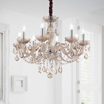 Ideal Lux - Křišťálový lustr na řetězu ROSE 8xE14/40W/230V pr. 78 cm béžová