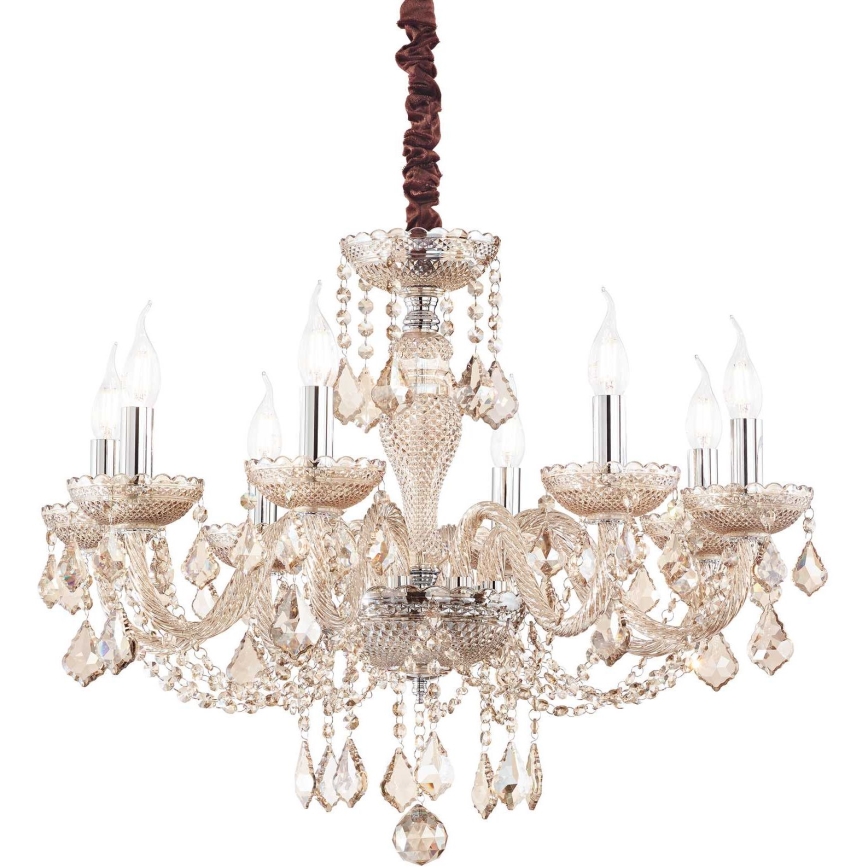 Ideal Lux - Křišťálový lustr na řetězu ROSE 8xE14/40W/230V pr. 78 cm béžová