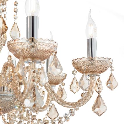 Ideal Lux - Křišťálový lustr na řetězu ROSE 8xE14/40W/230V pr. 78 cm béžová
