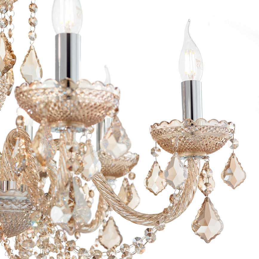 Ideal Lux - Křišťálový lustr na řetězu ROSE 8xE14/40W/230V pr. 78 cm béžová