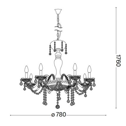 Ideal Lux - Křišťálový lustr na řetězu ROSE 8xE14/40W/230V pr. 78 cm béžová
