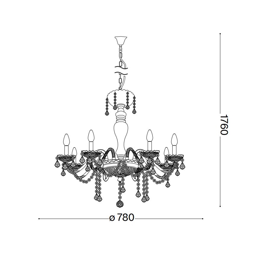 Ideal Lux - Křišťálový lustr na řetězu ROSE 8xE14/40W/230V pr. 78 cm béžová