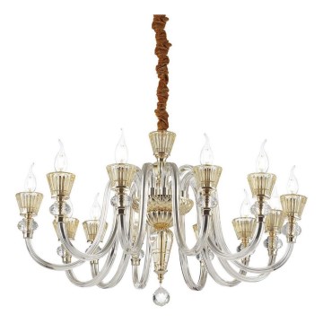 Ideal Lux - Křišťálový lustr na řetězu STRAUSS 12xE14/40W/230V pr. 84,5 cm mosaz