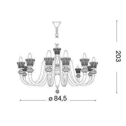 Ideal Lux - Křišťálový lustr na řetězu STRAUSS 12xE14/40W/230V pr. 84,5 cm mosaz
