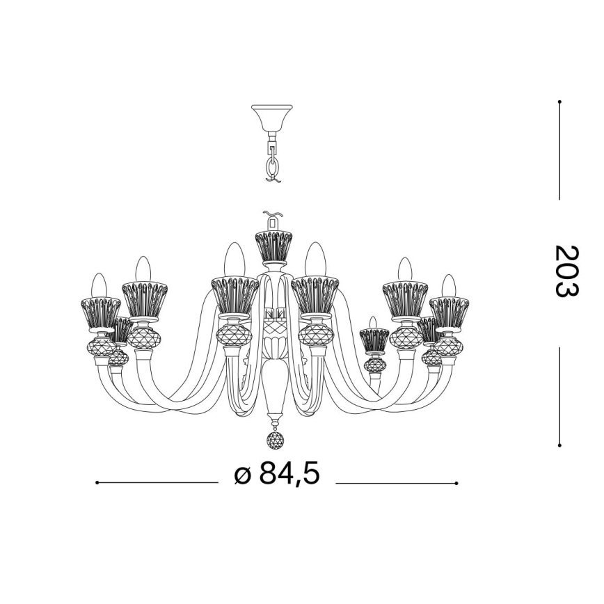 Ideal Lux - Křišťálový lustr na řetězu STRAUSS 12xE14/40W/230V pr. 84,5 cm mosaz