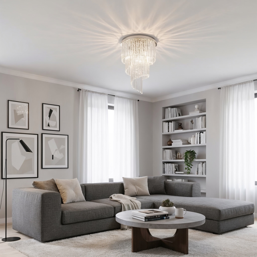 Ideal Lux - Křišťálový přisazený lustr CARLTON 12xE14/40W/230V pr. 50 cm lesklý chrom