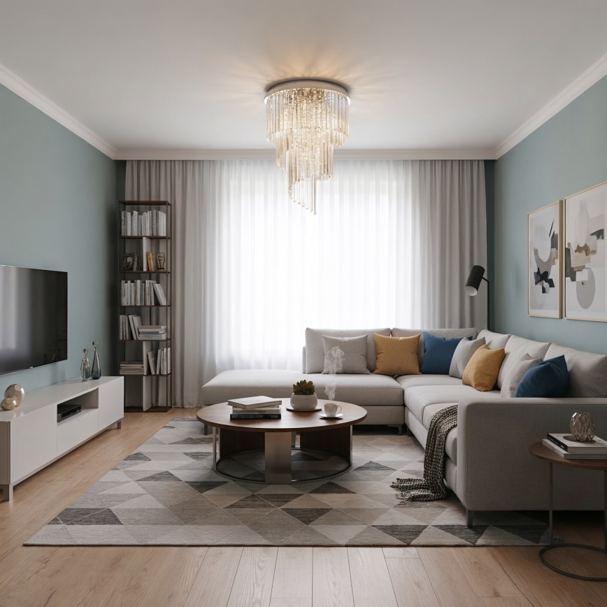 Ideal Lux - Křišťálový přisazený lustr CARLTON 12xE14/40W/230V pr. 50 cm lesklý chrom