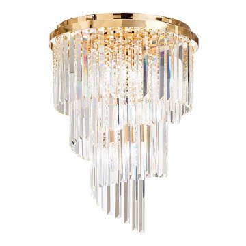 Ideal Lux - Křišťálový přisazený lustr CARLTON 12xE14/40W/230V pr. 50 cm zlatá