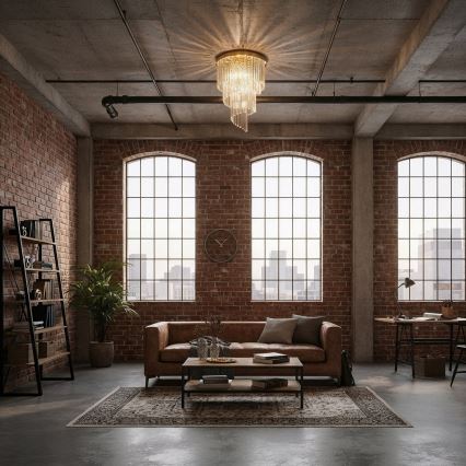 Ideal Lux - Křišťálový přisazený lustr CARLTON 12xE14/40W/230V pr. 50 cm zlatá