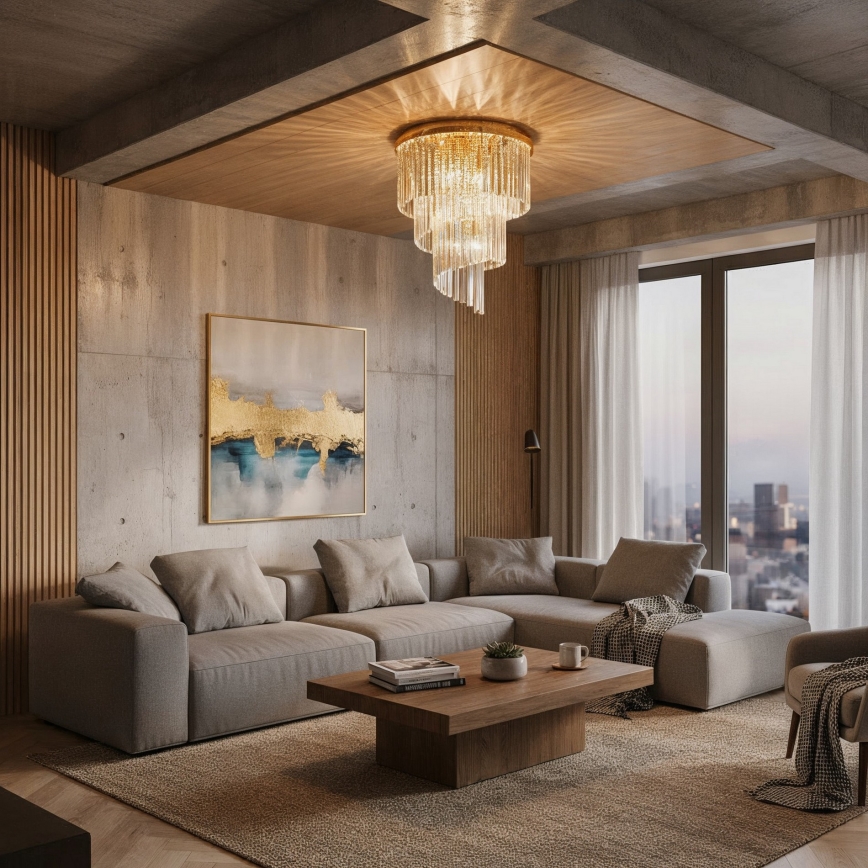 Ideal Lux - Křišťálový přisazený lustr CARLTON 12xE14/40W/230V pr. 50 cm zlatá