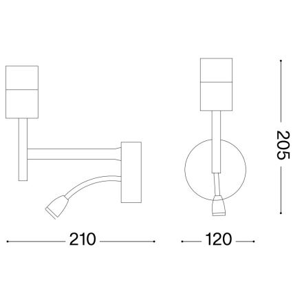 Ideal Lux - LED Flexibilní lampa s monturou SET UP 1xE27/42W + LED/3W/230V CRI 90 USB černá