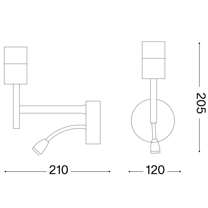 Ideal Lux - LED Flexibilní lampa s monturou SET UP 1xE27/42W + LED/3W/230V CRI 90 USB černá