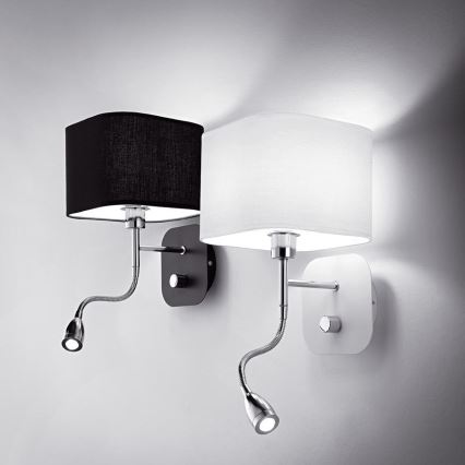 Nástěnné svítidlo 1xE14/40W/230V + LED/1W/230V černá