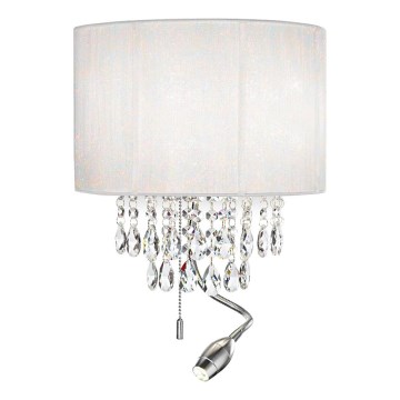 Ideal Lux - LED Křišťálové nástěnné svítidlo OPERA 2xE14/40W/230V + LED/1W bílá