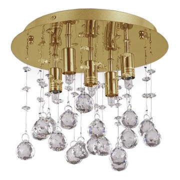 Ideal Lux - LED Křišťálové stropní svítidlo MOONLIGHT 5xG9/3W/230V pr. 26 cm zlatá