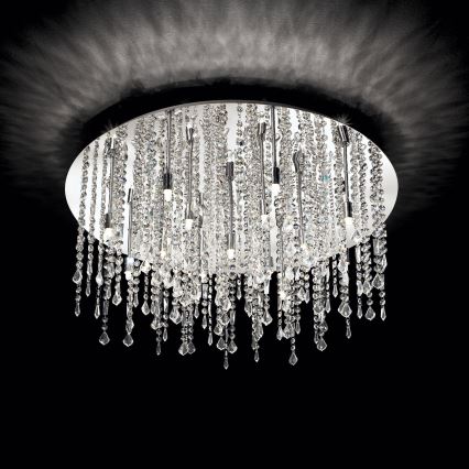 Ideal Lux - LED Křišťálové stropní svítidlo ROYAL 15xG9/3W/230V pr. 80 cm lesklý chrom