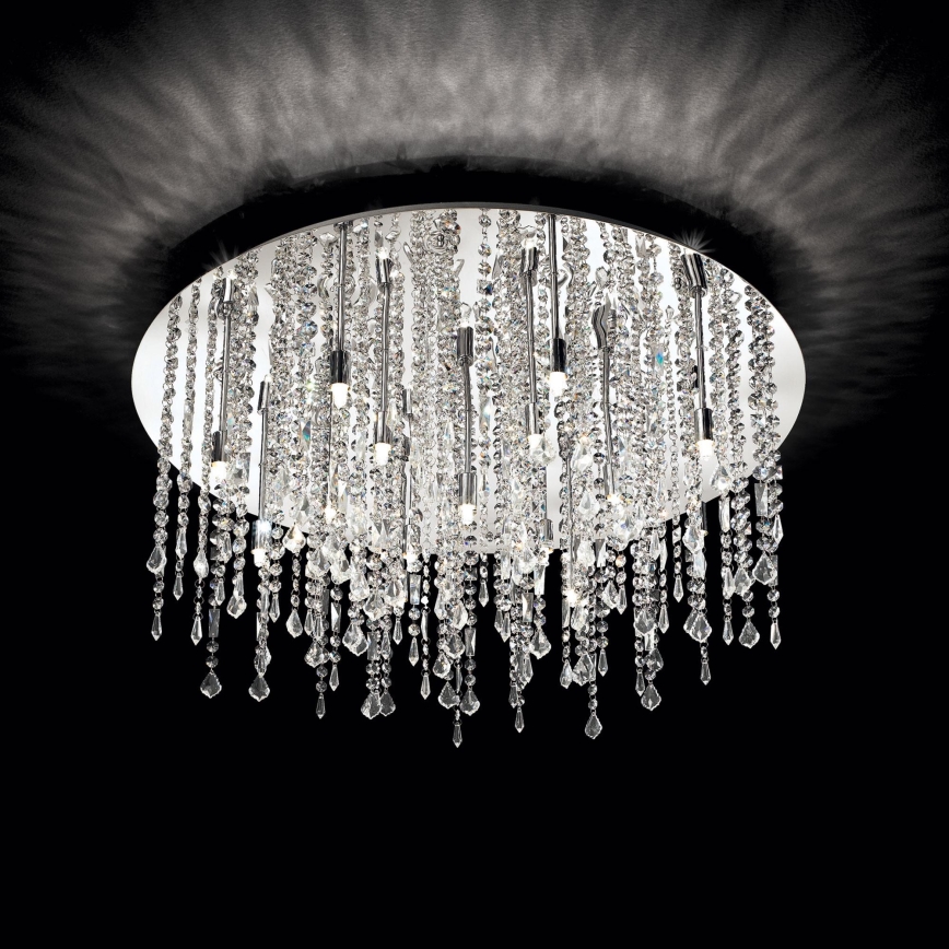 Ideal Lux - LED Křišťálové stropní svítidlo ROYAL 15xG9/3W/230V pr. 80 cm lesklý chrom