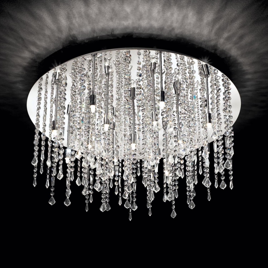 Ideal Lux - LED Křišťálové stropní svítidlo ROYAL 15xG9/3W/230V pr. 80 cm lesklý chrom