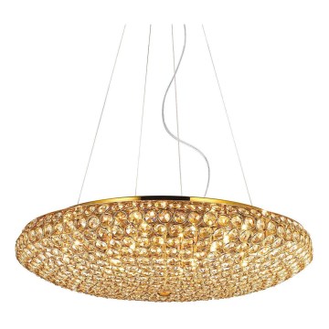 Ideal Lux - LED Křišťálový lustr na lanku KING 12xG9/3W/230V pr. 65 cm zlatá