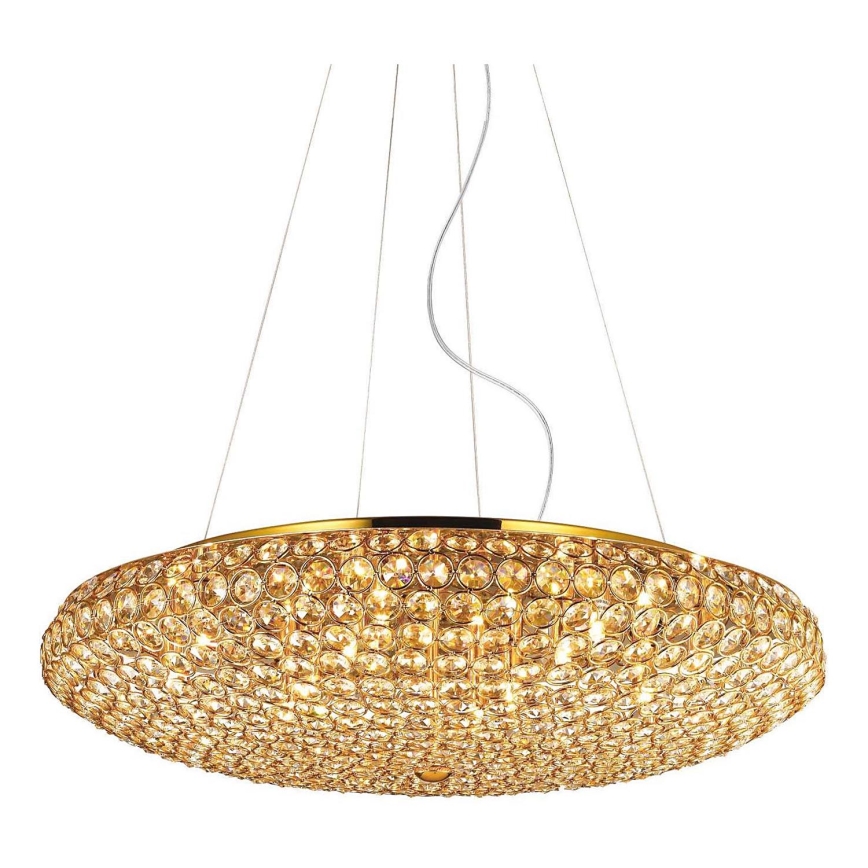 Ideal Lux - LED Křišťálový lustr na lanku KING 12xG9/3W/230V pr. 65 cm zlatá