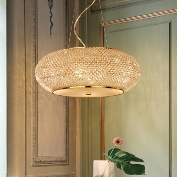 Ideal Lux - LED Křišťálový lustr na lanku PASHA 14xE14/40W/230V pr. 65 cm zlatá