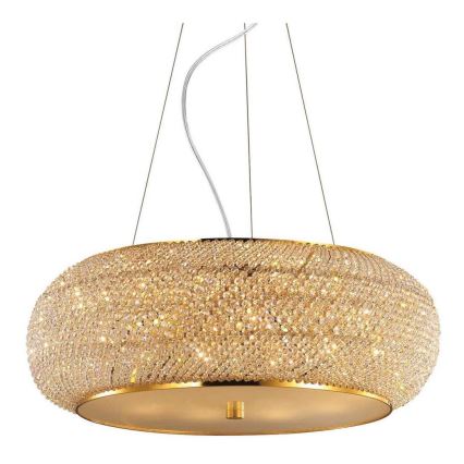 Ideal Lux - LED Křišťálový lustr na lanku PASHA 14xE14/40W/230V pr. 65 cm zlatá