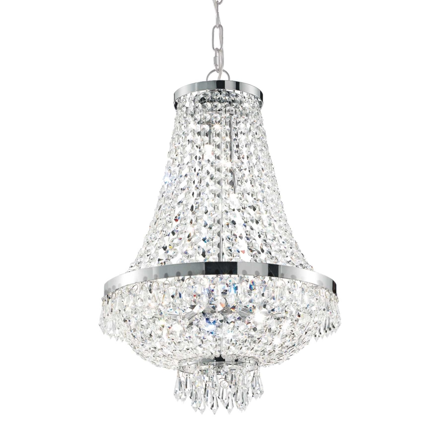 Ideal Lux - LED Křišťálový lustr na řetězu CAESAR 12xG9/3W/230V pr. 55 cm lesklý chrom