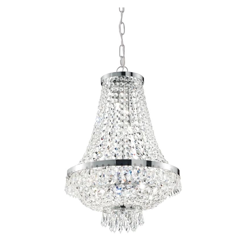 Ideal Lux - LED Křišťálový lustr na řetězu CAESAR 6xG9/3W/230V pr. 38 cm lesklý chrom